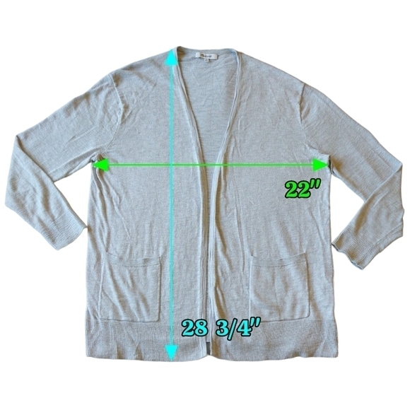 Madewell Open Front Pocketed Slub Heather Gray Lightweight Cardigan M2235 - Picture 3 of 8